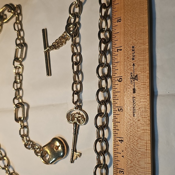 Fancy Gold Chain Belt with Key and Lock Charm - Picture 5 of 6